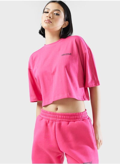 Buy Boxy Space Printed Cropped T-Shirt in UAE