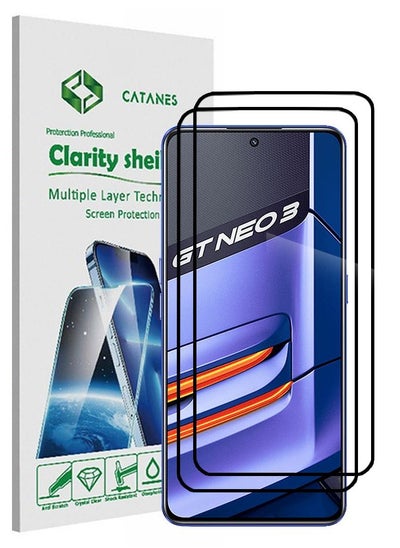 Buy 2 Pack For Realme GT Neo 3 150W Screen Protector Tempered Glass Full Glue Back in UAE