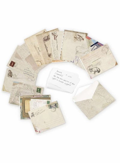 اشتري Mini Vintage Envelope, SYOSI 72Pcs Small Handmade Gift Card Envelopes Holders, for DIY Birthday Party, Greeting Cards, Invitation Tools for Kids Art Craft (12 Different Design) في السعودية