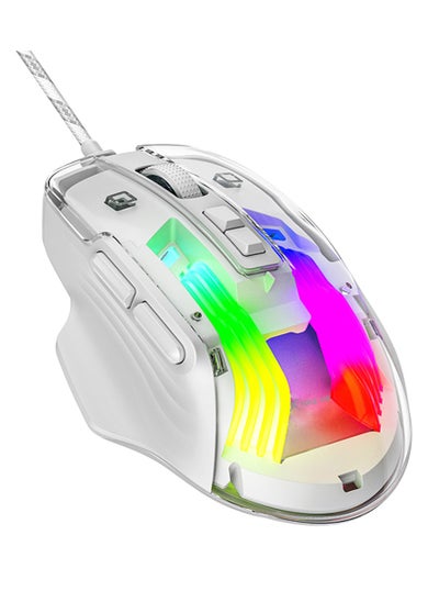 Buy Wired gaming mouse for computer and laptop, RGB, model GM-319, white - for home and office use, comfortable design for the hand and bright colors in Egypt