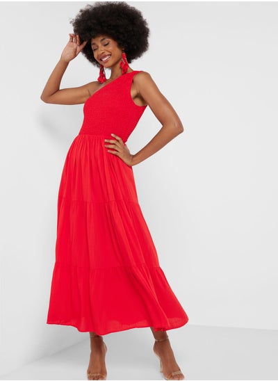 Buy One Shoulder Pleat Dress in UAE