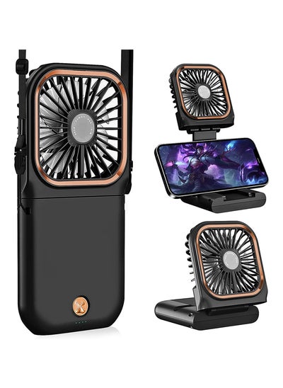 Buy Portable Handheld Fan, Foldable USB Rechargeable Fan for Home Office Outdoor Travel, 3000mAh Power Bank Hands Free Cooling Fan (Black) in Saudi Arabia