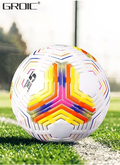 اشتري Soccer Ball Size 5，Football with Star Pattern Official Size Soccer Balls for Training,Playing,Waterproof Professional Outdoor Indoor and Match Balls في الامارات