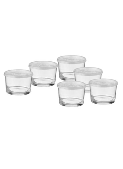 Buy 6 Pieces Glass yogurt Set With Lid in Saudi Arabia