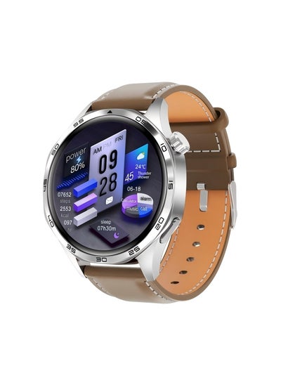 Buy smart watch GT5  with Bluetooth calling function (answer/make calls), fitness tracking watch with sleep monitoring function, suitable for iPhone/Android, IP67 waterproof (leather brown) in Saudi Arabia