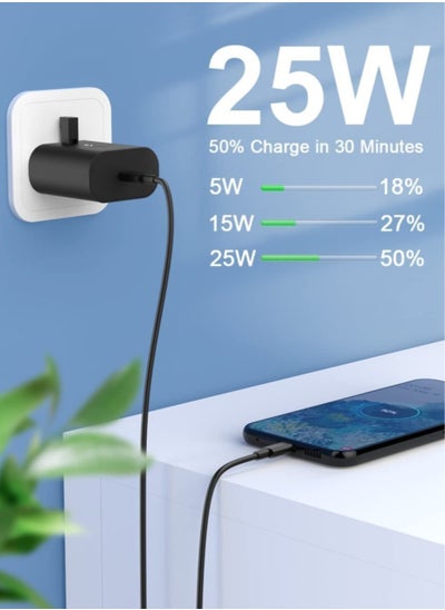 اشتري 25W USB C Charger Replacement for Samsung Galaxy S23/S23 Ultra/S22/S22+/S21/S21 FE/A73/A23/A33/A53/Z Flip 4/Z Fold 4, Type C PD3.0 & PPS Super Fast Charger Plug with 3m Charging Cable في الامارات