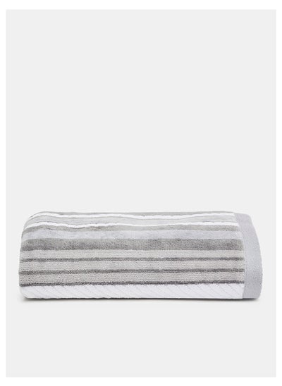 اشتري Rope Hand Towel- 500 GSM 100% Cotton Velour -50x90 cm Modern Stripe Design Luxury Touch Extra Absorbent Grey في الامارات