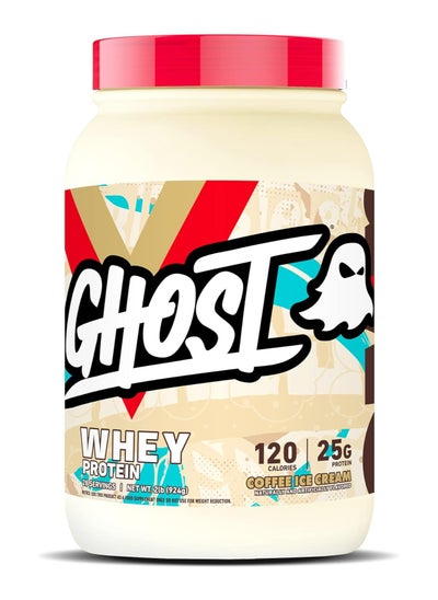 Buy GHOST Whey Protein Powder, Coffee Ice Cream - 2LB Tub, 25G of Protein - Flavored Isolate, Concentrate & Hydrolyzed Whey Protein Blend - Post Workout Shakes - Soy & Gluten Free in Saudi Arabia