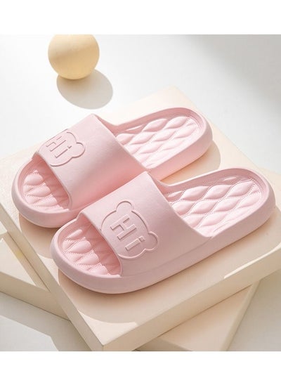 Buy Light And Comfortable Solid Color Casual Slippers Bathroom Indoor Outdoor Non Slip Slippers Open Toe With Cartoon Pattern Pink in Saudi Arabia