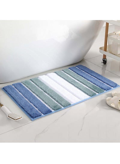 Buy Bathroom Rugs Bath Mat 50x80cm Non-Slip Fluffy Soft Plush Microfiber Shower Carpet Rug Machine Washable Quick Dry Ultra Bath Mats for Tub Bathroom and Shower Blue. in UAE