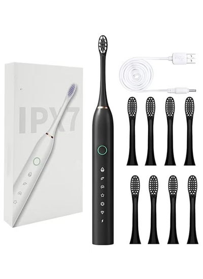 اشتري Sonic Electric Toothbrushes,USB Rechargeable Ultrasonic Tooth Brush with 8 Brush Heads 6 Cleaning Modes and Smart Timer IPX7 Waterproof Cleaning Toothbrushes for Adults and Kids في السعودية