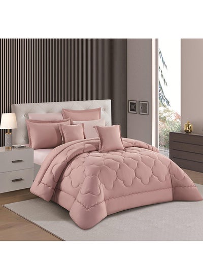 اشتري Duvet Cover Set 8 Pieces Comforter Set with Bed Skirt Quilt Cover Fitted Sheet Pillow Cover Comforter 220X240 cm King Size Mattress في الامارات