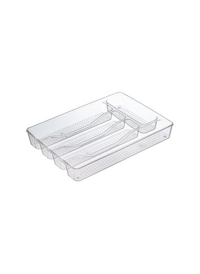 Buy Acrylic Kitchen Drawer Cutlery Organizer Tray - 5-Slot Flatware Holder and Utensil Holder - Desk Drawer Organizer - Storage for Kitchen, Office, Bathroom Transparent in Egypt