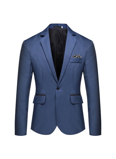 Buy Foreign Trade Amazon New Mens Slim-fit Single-breasted Suit Youth Fashion Casual Wedding Banquet Dress Jacket Royal Blue in UAE