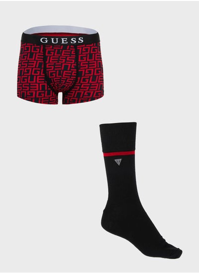 Buy Printed Trunks & Crew Socks Set in UAE