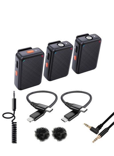 Buy Mi techo 2.4G Wireless Lavalier Microphone System, 1 for 2 Live Noise Cancelling Clip On Mic for Mobile Phone and Camera Live Outdoor Interview Conference Recording in UAE