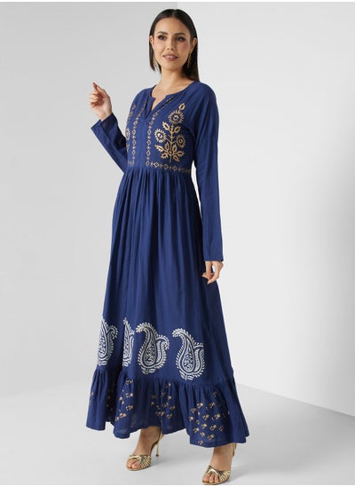 Buy Embroidered Tiered Jalabiya in UAE