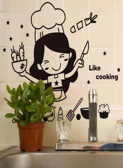 اشتري Cute Chef Chopping Kitchen Wall Sticker Multicolour في السعودية