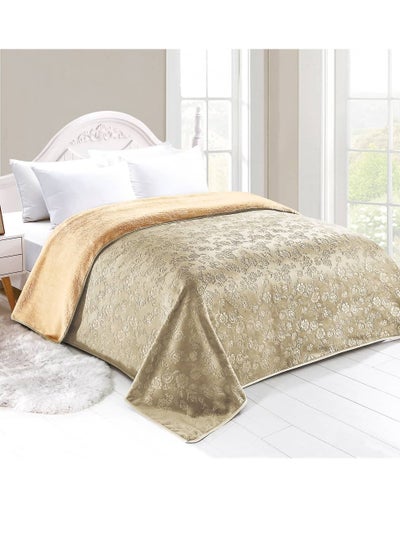 Buy Double-sided blanket, soft velvet and warm fur, elegant design, size 240x200 cm in Saudi Arabia