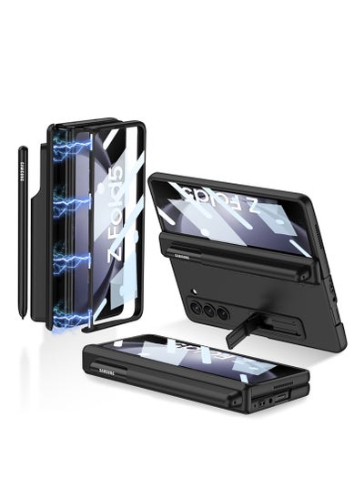 Buy Built in Screen Protector Case for Samsung Galaxy Fold 5, Magnetic Hinge Protection with Detachable Pen Holder Built Kickstand All-Inclusive Shockproof Cover for Fold 5. Note: Pen Not Included in UAE