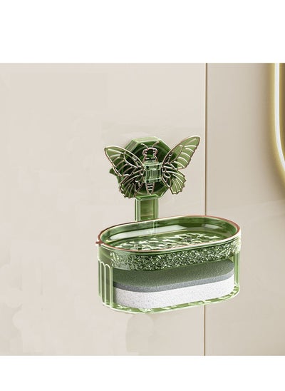 اشتري Flip-Top Soap Holder, Soap Dish for Shower, Sturdy and Easy Assembly Without Drilling, Bar Soap Holder for Kitchens and Bathroom Wall (Green) في الامارات