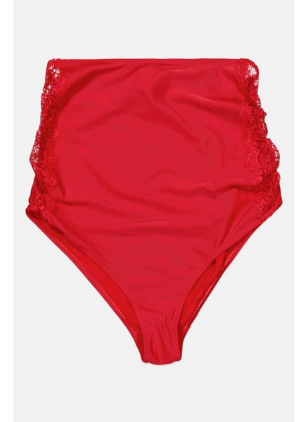 اشتري Maternity Textured High Waist Bikini Bottom, Red في الامارات