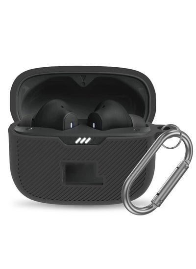 اشتري For JBL Tune 230NC TWS Case Cover, Silicone Protective Portable Scratch Shock Resistant Cover ONLY Compatible with JBL 230NC Earbuds Charging Case with Carabiner(Black) في السعودية