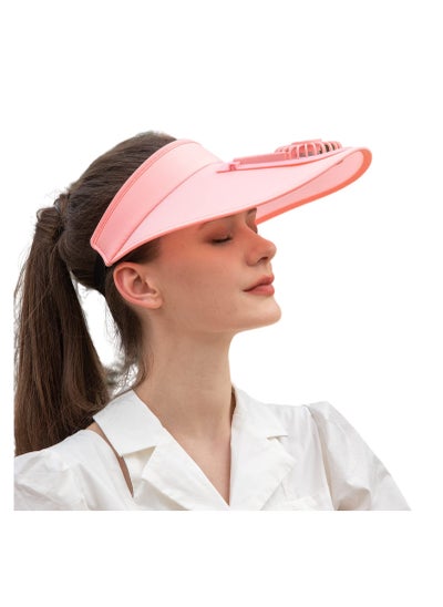 Buy Sun Visor Hats with Fan, UPF 50+ Visor with Built-in Fan 2 in 1 Fan Visor Hat Outdoor Cooling Hat Portable Fan Hat Adjustable Visor Fan Sun Protection Hat with 3 Temp Modes for Women Travel in UAE