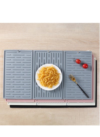 اشتري Silicone Dish Drainer Mat, Collapsible Trifold Easy Storage Silicone Drying Mat for Kitchen Counter Heat & Cold Resistant, Easy to Clean Anti-Slip Durable Dish Drying Kitchen Mat في الامارات