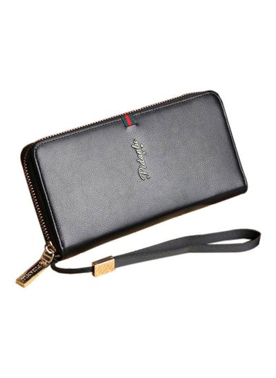 Buy Leather Zip Around Wallet Black in UAE