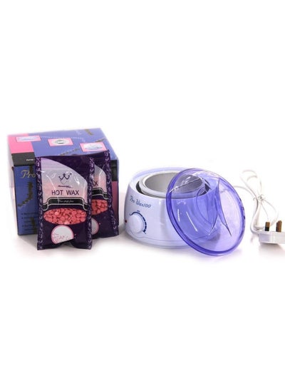 اشتري Waxing and waxing machine for hair removal with two Pink waxes -white في الامارات