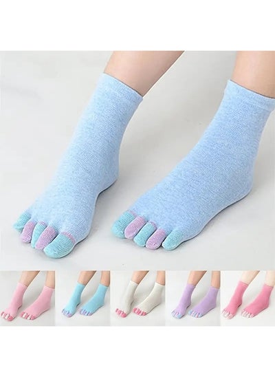 اشتري 6 Pairs Unisex Toe Socks Cotton Crew Sock Five Finger Socks For Running Athletic في السعودية