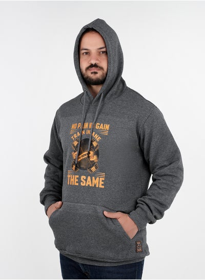 Buy Printed Cotton Milton Hoodie - With Anti-Theft Hidden Pockets - Dark Grey in Egypt