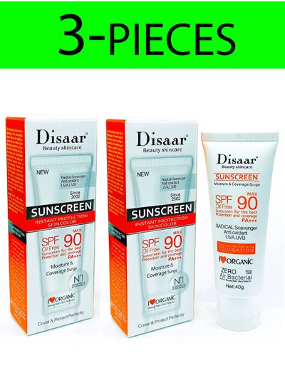 Buy 3 Pieces Sunscreen Instant Protection Foundation SPF 90 in UAE