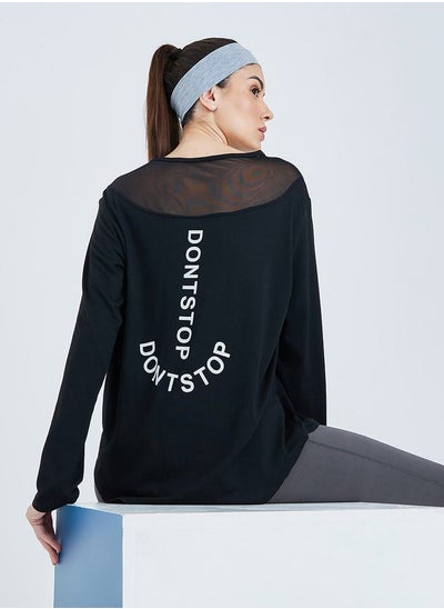 Buy Don't Stop Slogan Mesh Back Top in Saudi Arabia