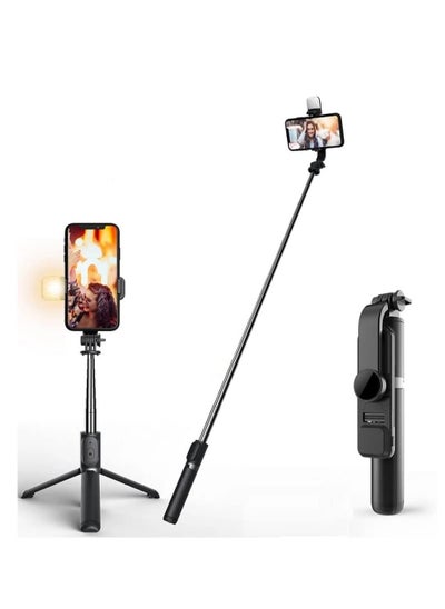 اشتري Selfie Stick Tripod, 41 Inch Extendable Portable Selfie Stick with Fill Light Bluetooth Wireless Remote and Tripod Stand for iOS and Android في الامارات