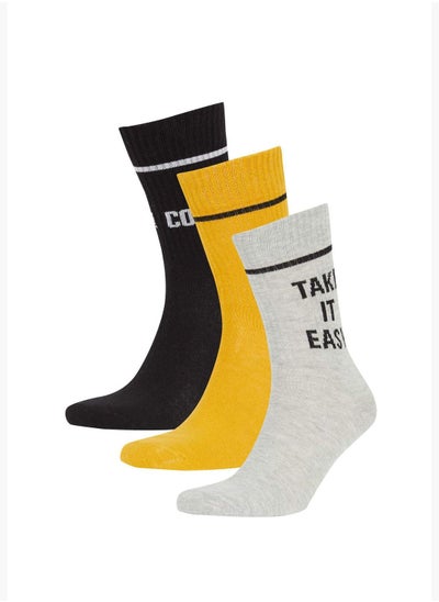 Buy 3 Pack Text Print Long Socks in Saudi Arabia