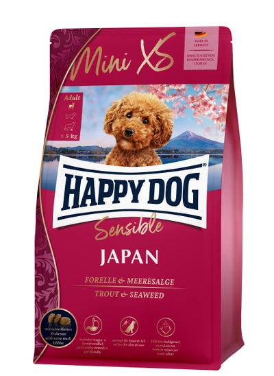 Buy 0.3 kg Super Premium Mini XS Japan Gluten free with highly digestible chicken, trout and seaweed ideal for mini breed dogs, helps reduce pet waste odour and perfect for skin and coat, stomach and gut in UAE