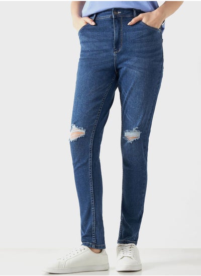 Buy Super Skinny Fit Distressed Jeans in UAE