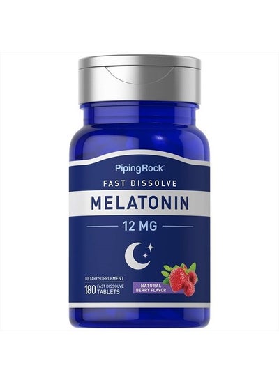 اشتري Melatonin Fast Dissolve 12 mg | 180 Tablets | Berry Flavor | Non-GMO, Gluten Free Supplement في الامارات