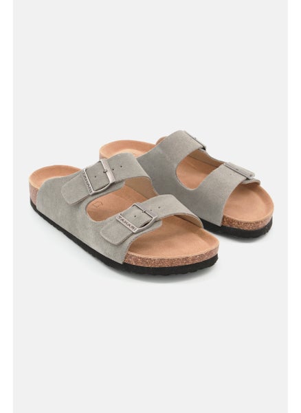 اشتري Men Slip On Synthetic Leather Cork Sandals, Light Grey في الامارات