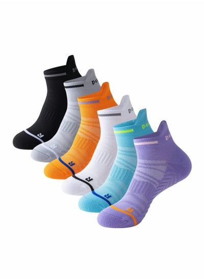 Buy 6 Pairs Men‘s Ankle Running Socks Cushioned Breathable Low Cut Athletic Marathon Tab Sports Socks in Saudi Arabia