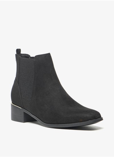 اشتري Women's Solid Slip-On Ankle Boots with Gusset and Block Heels في الامارات