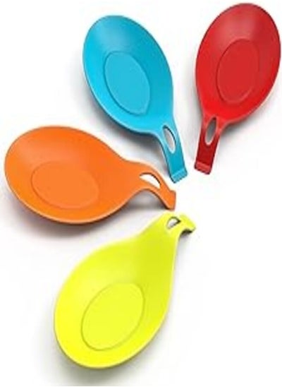 Buy ORBLUE Kitchen Silicone Spoon Rest, Flexible Almond-Shaped Silicone Kitchen Spoon Holder, Cooking Utensil Rest Ladle Spoon Holder 4-Pack, Vibrant Colors in Egypt