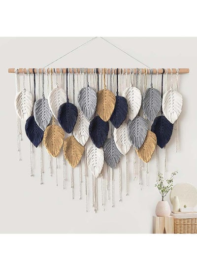 Buy Macrame feather Wall Hanging Boho Leaves Macrame Tapestry Wall Decor Handmade 100x72 in Egypt