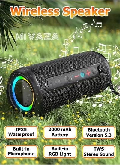 اشتري Wireless Bluetooth Speaker - Portable Mini Speaker With Battery and Bluetooth - 16W Subwoofer with RGB Ambient Light - TWS Stereo Sound - IPX5 Waterproof - Support TF Card في السعودية