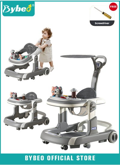 Buy 3 In 1 Baby Walker for Kids, Multifunctional Round Kids Walker with Parent Push Handle, Baby Push Walker with Adjustable Height and Removable Dinner Plate for Infants Boys Girls 6 to 18 Months in Saudi Arabia