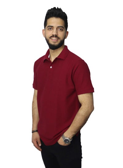Buy Casual Polo T-Shirt Cotton - Burgundy in Egypt