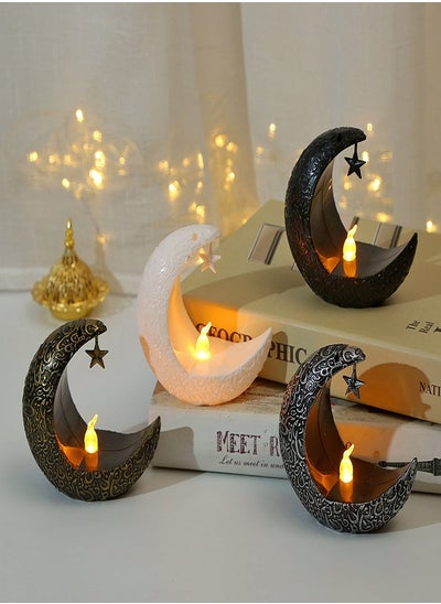 Buy Ramadan Decoration, Candle Light, Eid LED Light, 4 Moon Shaped Lights, Festive Decoration (Black, Gold, White, Silver) in UAE