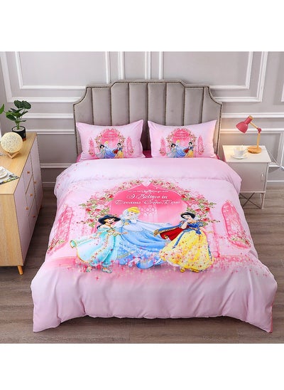 Buy 3 Piece Kids Bedsheet Single Bedding Set for Kids Girls Soft Brushed Microfiber Breathable Cozy Fade Resistant Easy Care 150*200cm in UAE